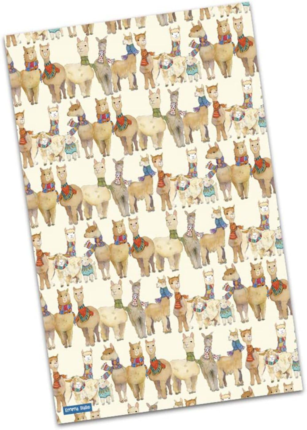 Emma Ball Alpacas and Angora Goats Cotton Tea Towel Printed in The UK