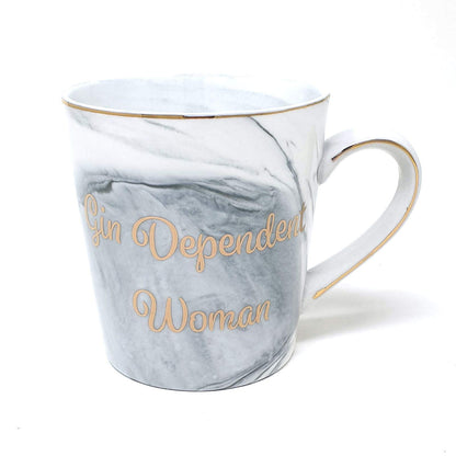 The Leonardo Collection Gin Dependent Woman White Grey Marble Gold Fine China Coffee Tea Mug