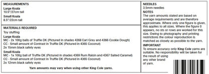 King Cole Knitting Pattern - 9142 - Koalas in Truffle DK