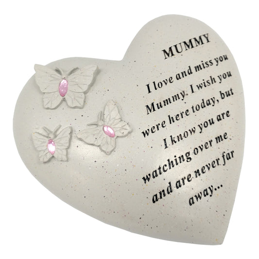 David Fischhoff Mummy Memorial Butterfly Heart with Gems, Cream