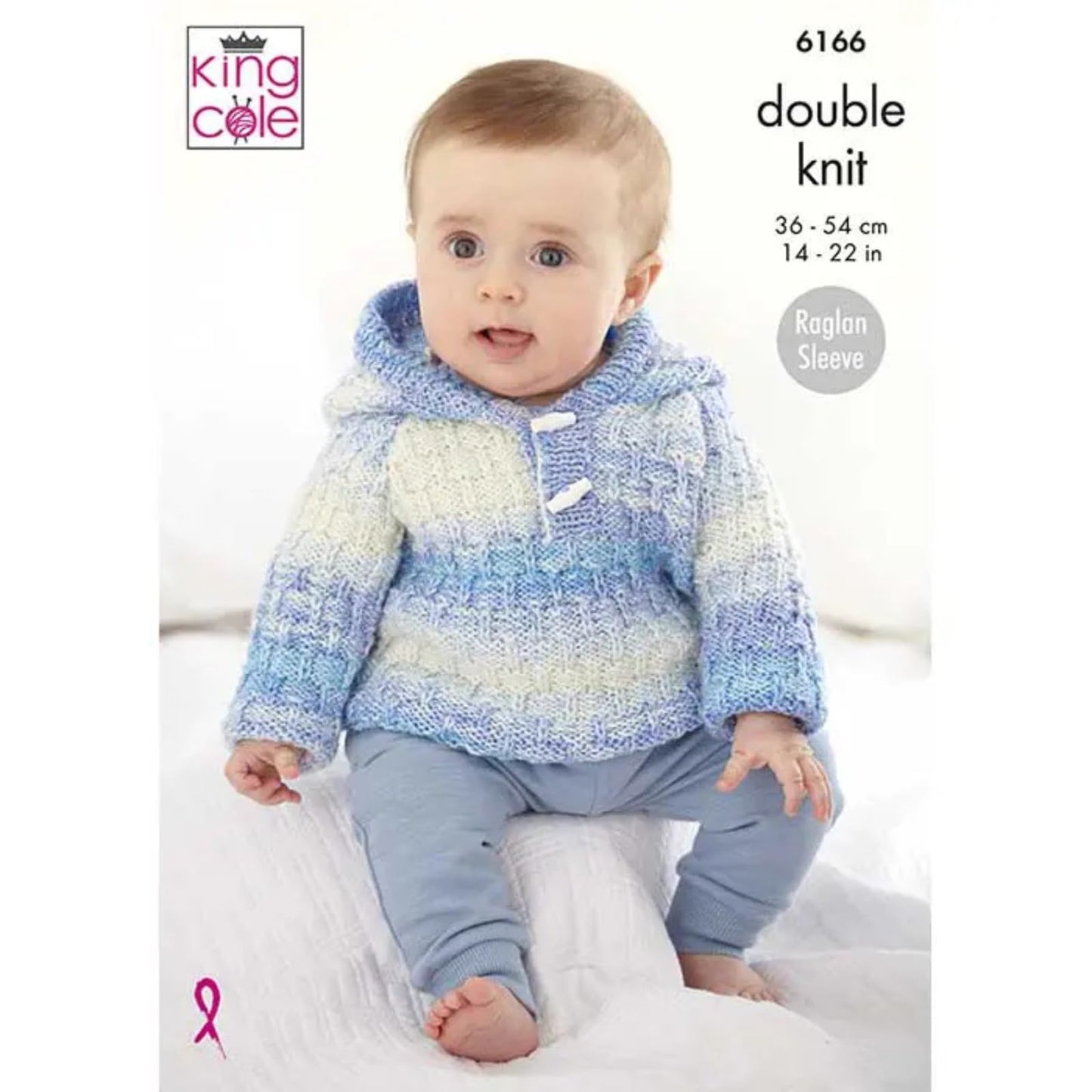 King Cole Baby DK Knitting Pattern - 6166 Sweater, Cardigan, Helmet & Hooded Sweater