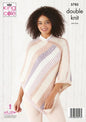 King Cole Ladies DK Knitting Pattern Mock Cable or Irish Moss Stitch Poncho (5785)