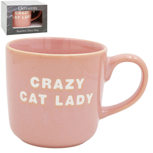 Lesser & Pavey Just Saying Crazy Cat Lady Mug Pink | Fun Cat Lover Coffee Mug | Large Tea & Coffee Cup | Everyday Bone China Drinkware