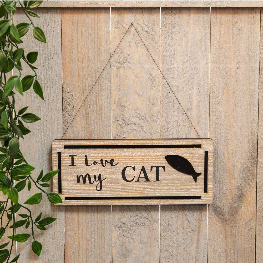 Widdop Best of Breed Natural Wood Plaque - I Love My Cat