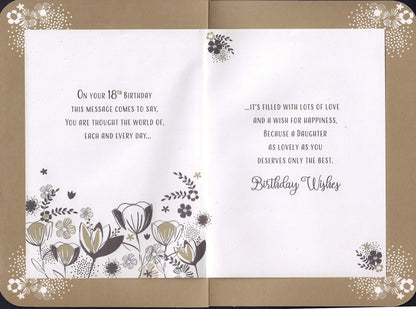 Daughter On Your 18th Birthday". Card Comes in A Decorative Box.