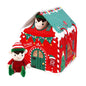 Eurowrap Elf Arrival House – Christmas Elf Display Box with Cut-Out Windows, Roof & Door Openings – Festive Red & Green Elf House Gift Box – Christmas Eve Surprise Presentation (Elf Not Included)