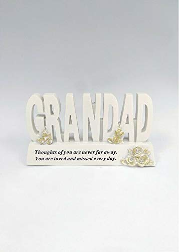 Grandad Gold Plinth Memorial Letters- Rose Flower - Remembrance Graveside Plaque Tribute
