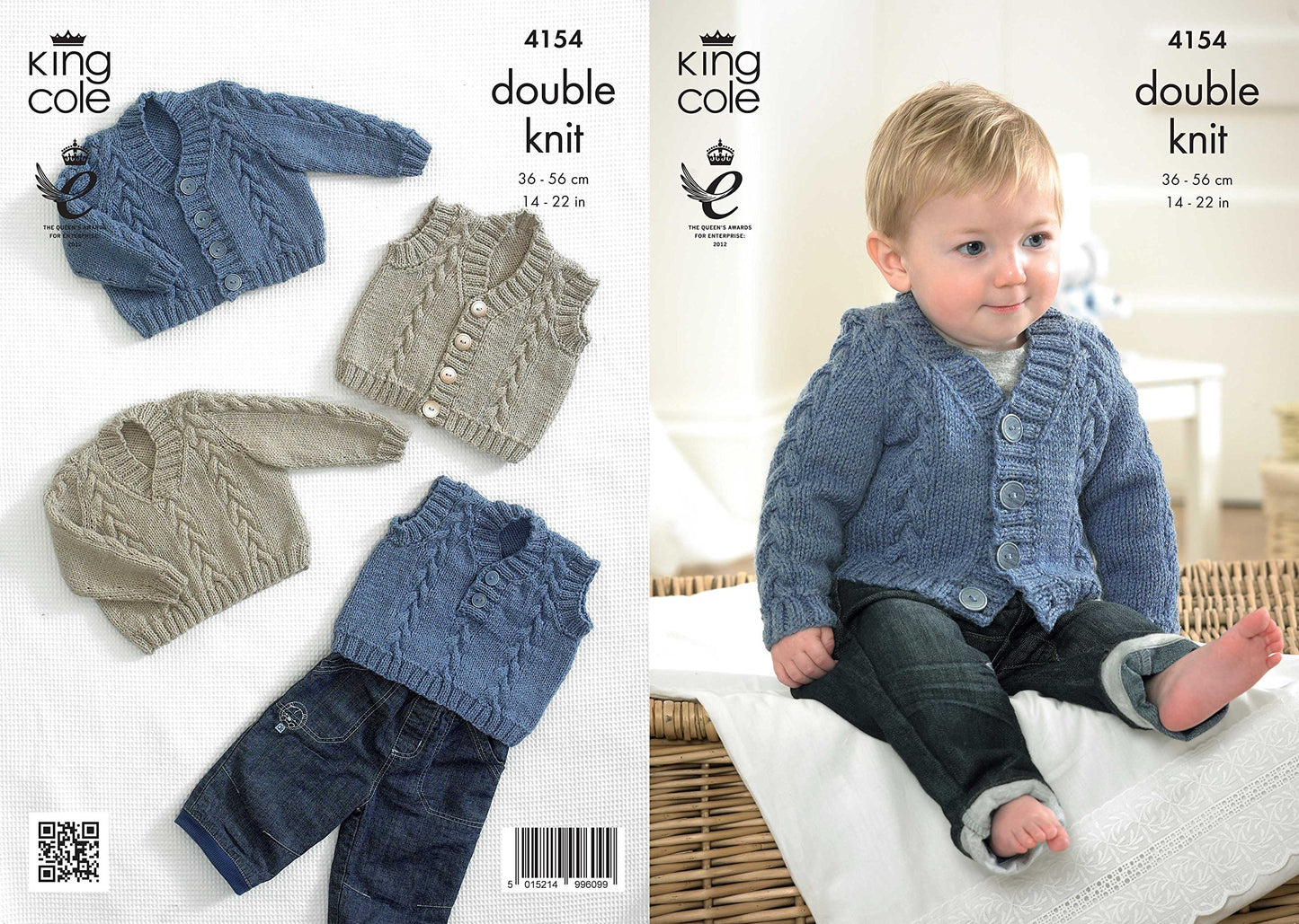 King Cole 4154 Knitting Pattern Baby Waistcoat Cardigan Slipover and Sweater