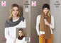 King Cole Ladies Double Knitting Pattern Womens Wrap Snood Hat & Scarf (5490)
