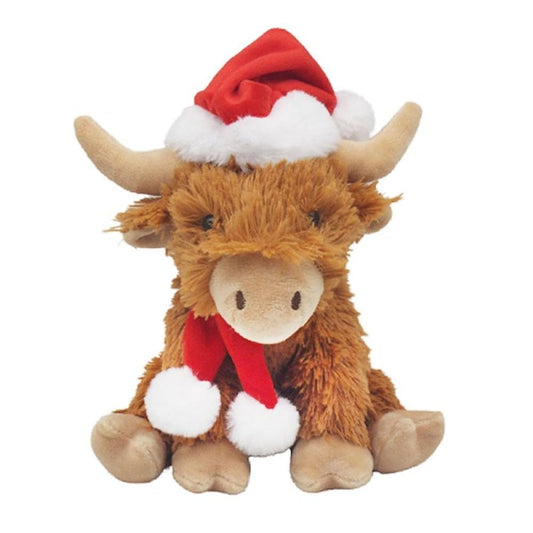 Lesser & Pavey 8" Sitting Christmas Cuddly Highland Cow Soft Toy