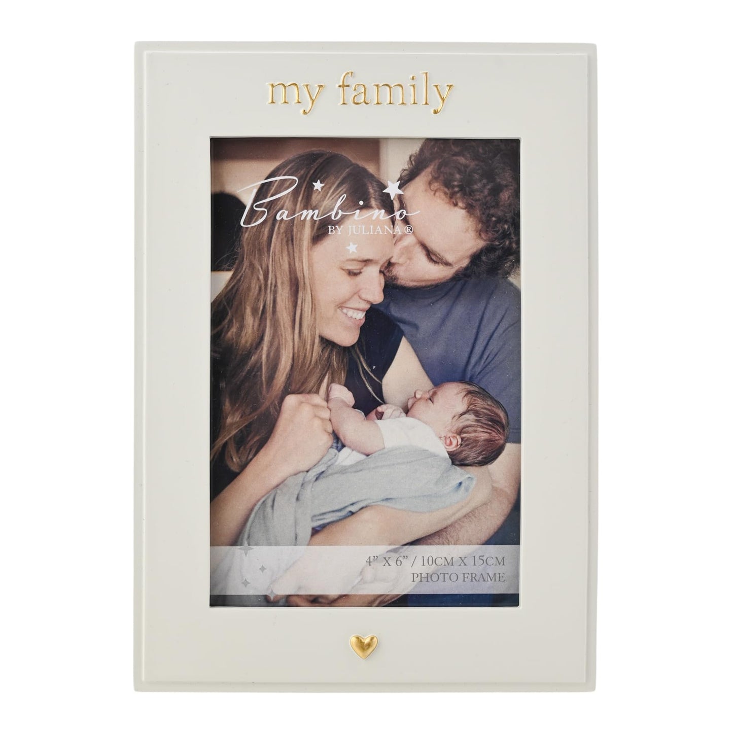 Bambino by Juliana - White Vertical Horizontal Picture Photo Frame 4" x 6" 'My Family'. Gift and Display Frame Celebrating New Born Babies, Christening & Baby Shower.