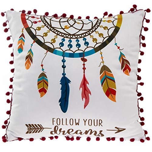 Lesser & Pavey Cushion with Pom Poms - DREAM CATCHER - Follow Your Dreams