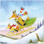 Eric Heyman Foxes on Sledge Xmas Cards Pack of 6 Fox Family Christmas Cards