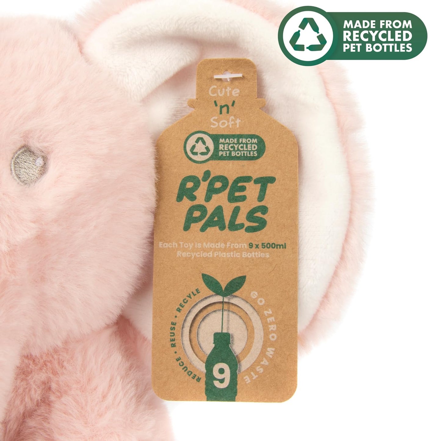 L & P Home & Gifts Lesser & Pavey R pet pals Nelly elephant pink Teddy Bear For Kids | Made Up of Recycled Bottles | Stuffed Animal Soft Toys | Ideal For Birthday or Baby Gift