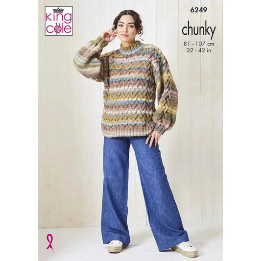 King Cole Ladies Chunky Knitting Pattern Womens Sweater Cowl Hat & Hand Warmers (6249)