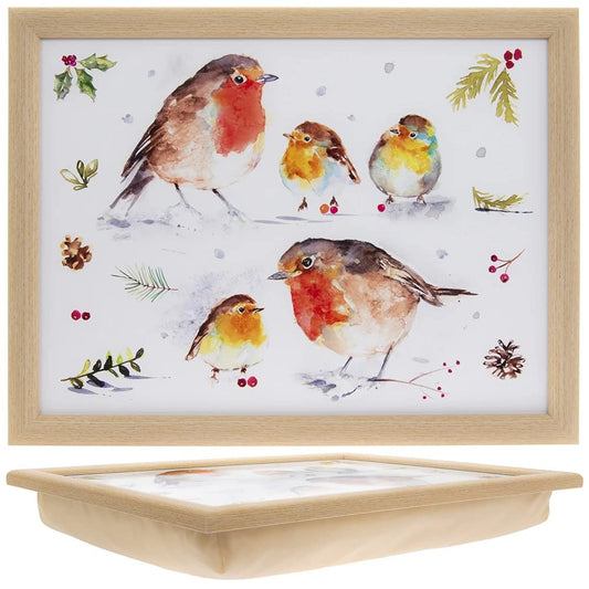 The Leonardo Collection LP52118 Macneil Christmas Winter Robins Cushioned Lap Tray, 44x34x6cm