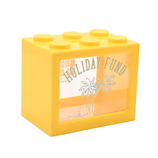 Bank Blox Yellow Money Box - Holiday Fund