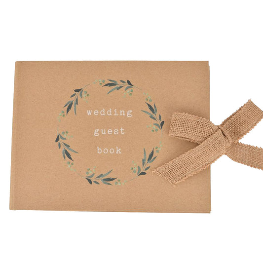Widdop and Co Wedding Floral Guest Book with Hessian Ribbon Tie