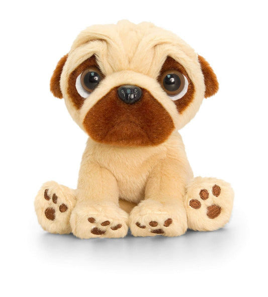 Keel Toys KEELTOYS-Plush Animotsu Pugsley Pug 14 cm-SD0588, SD0588, Beige, Brown