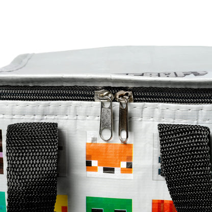 Puckator Cool Lunch Bag With Minecraft Faces Design Made Out Of Recycled Plastic Bottles - Insulated Lunch Bag for Women Men Children - Lunch Box Bag For Work & School - Beach Picnic Accessories