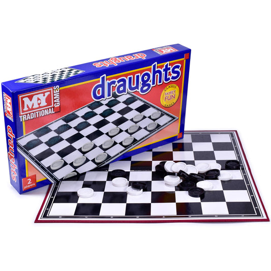 KandyToys M.Y Draughts Game - Traditional Checkers Board Game for Kids & Adults