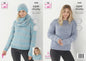 King Cole Ladies Super Chunky Knitting Pattern Easy Knit Sweater Hat & Cowl (5668)