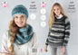 King Cole Knitting Pattern Womens Easy Knit Long Sleeve Round Neck Jumper Hat and Cowl in Quartz Super Chunky 5639 Multicolor