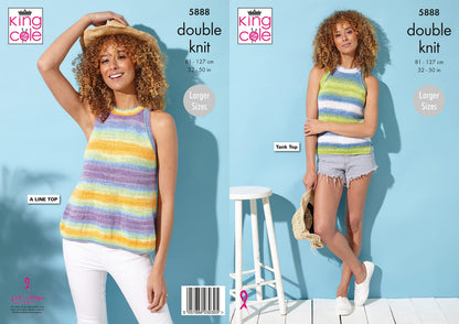 King Cole Tropical Beaches DK Knitting Pattern Tops 5888