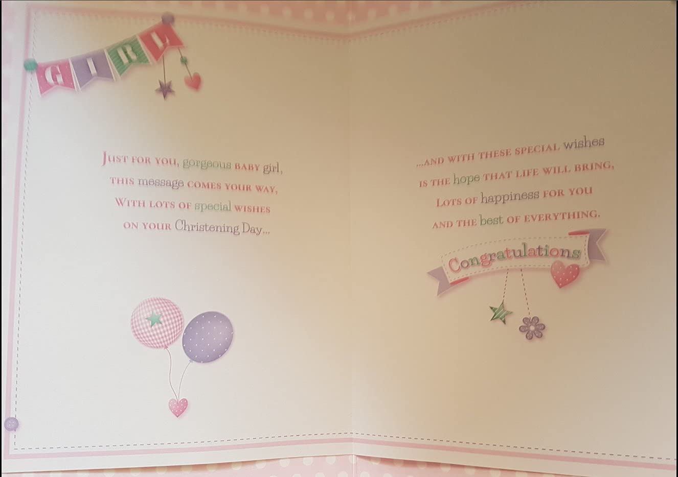 Baby Girl - Congratulations On Your Christening - Large Boxed Card