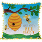 Lesser & Pavey Don't Worry Bee Happy Square Cushion with Yellow Tassels