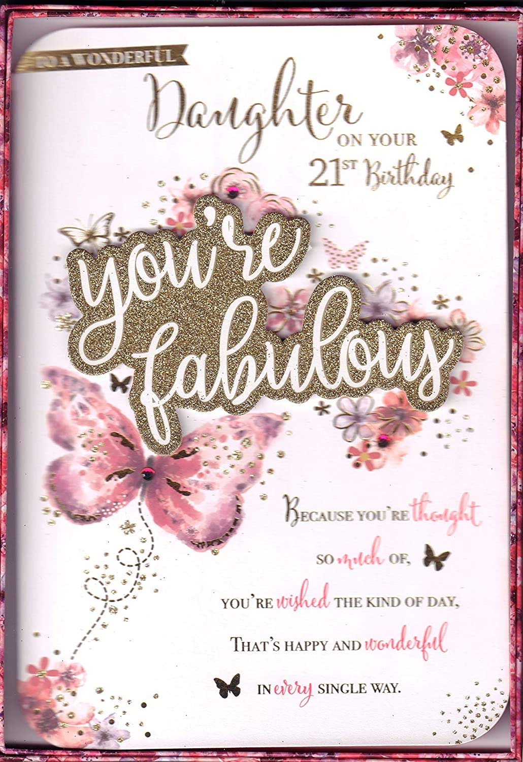 Daughter 21st Boxed Birthday Card - ' Daughter On Your 21st Birthday'. Card Comes Within A Box.