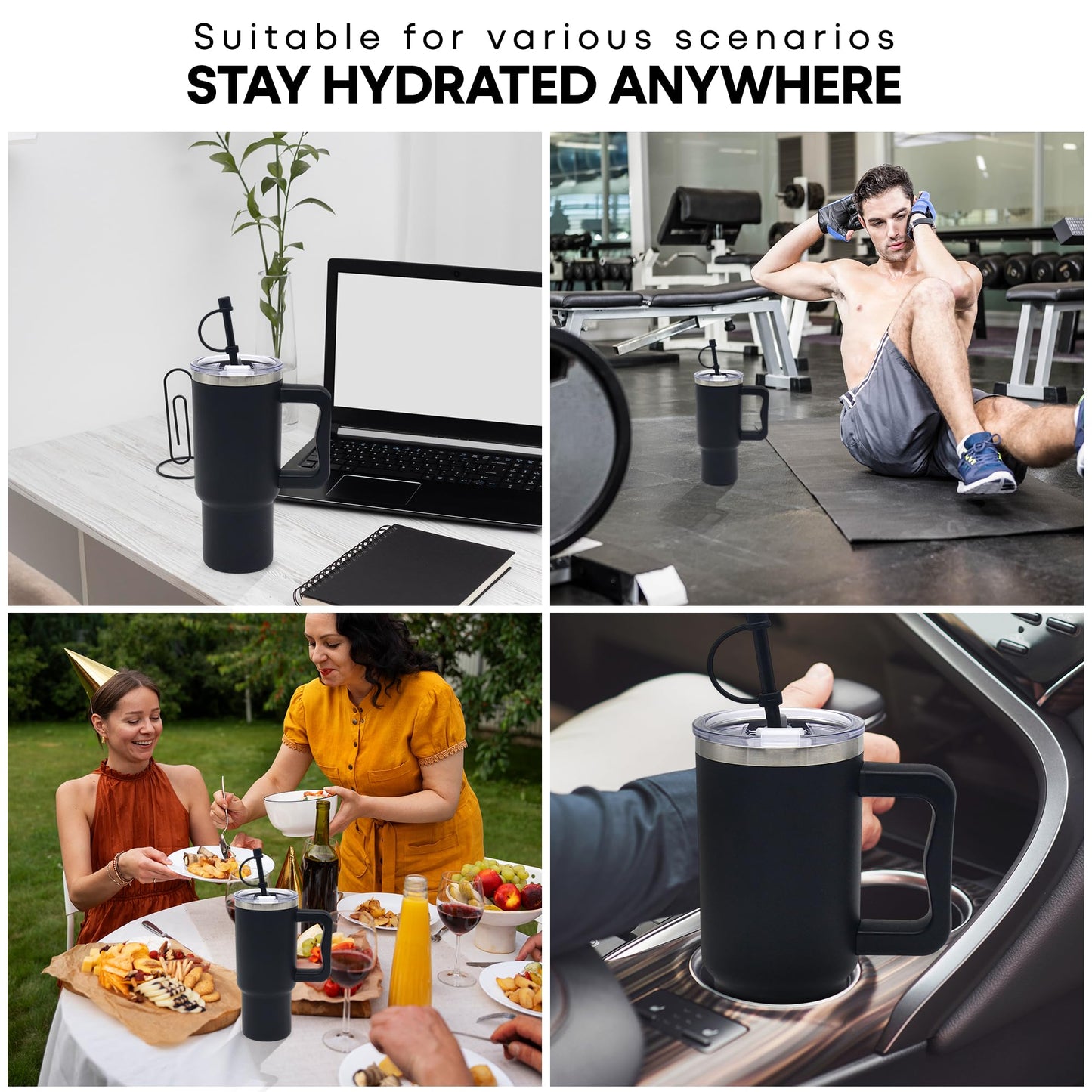 Lesser & Pavey Black Drinks Cup 700ml for Hot & Cold Drinks | Durable Coffee Cups for Home & Office | Comfortable & Easy-to-Hold Coffee Mugs for Beverages & Daily Use
