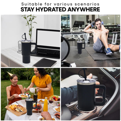 Lesser & Pavey Black Drinks Cup 700ml for Hot & Cold Drinks | Durable Coffee Cups for Home & Office | Comfortable & Easy-to-Hold Coffee Mugs for Beverages & Daily Use