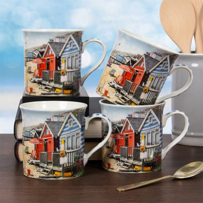 Sandy Bay Mugs Set of 4 Ceramic Hot Drinks Tea Coffee Mug Kitchenware Gift Box