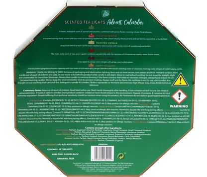 Pan Aroma Christmas Tea Light Candle Advent Calendar 24 Festive Countdown Scented Tea Light Candles,Green