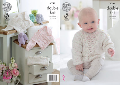 King Cole 4791 Knitting Pattern Baby Sweaters in Smarty DK Multicolor