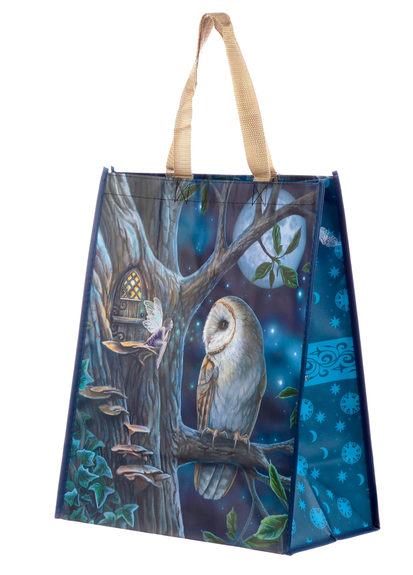 Puckator Lisa Parker Fairy Tales Owl and Fairy Reusable Shopping Bag - Shoulder Bags -Big Foldaway Handbags for Women - Canvas Tote Bags for Women - Hand Bag - Large Ladies Bags - Aesthetic Stuff