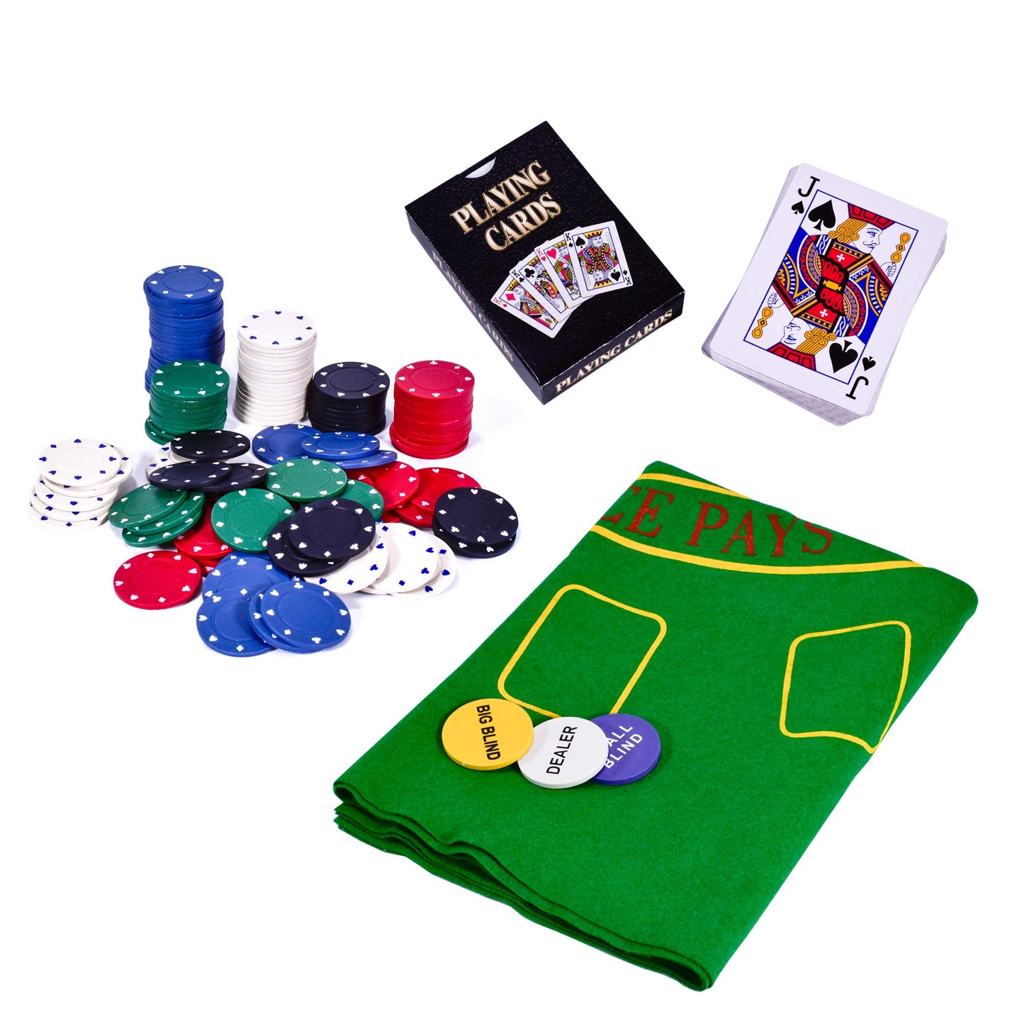 M.Y Texas Hold'em Poker & Blackjack Set - Includes Poker Chips Deck of Cards