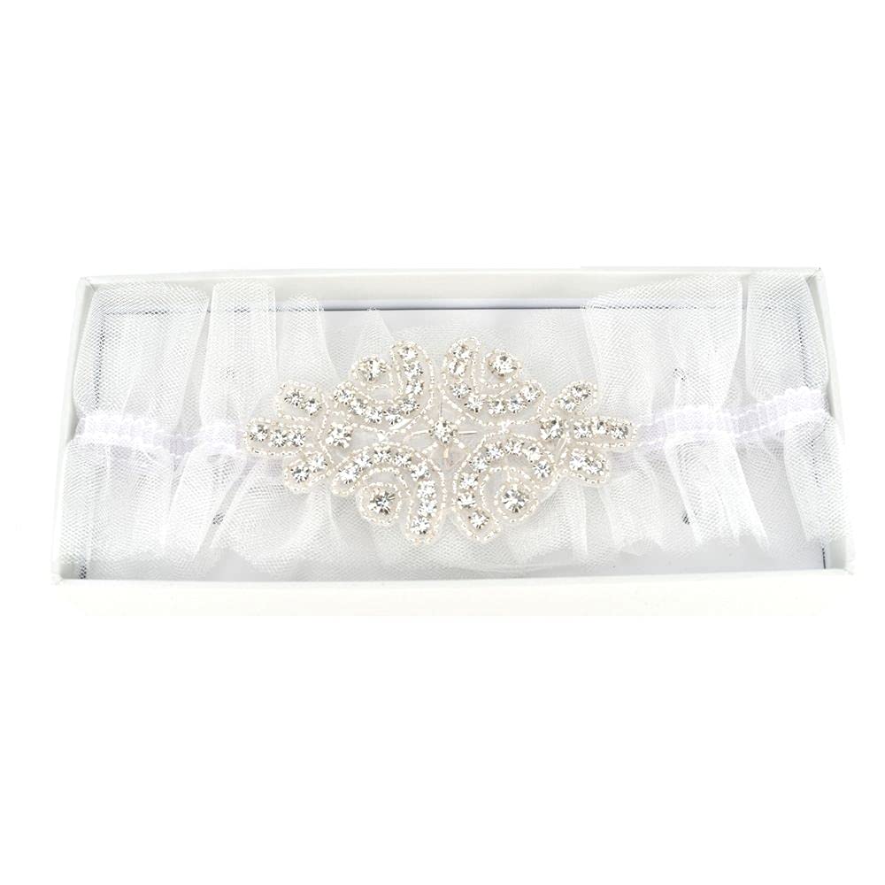 Amore Wedding Bridal Garter with Diamante Crystals in Gift Box