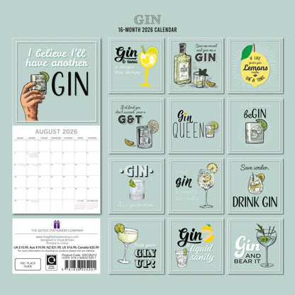 The Gifted Stationery Monthly Wall Calendar - Gin