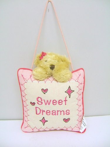 Baby Girl Sweet Dreams Pink Country Cushion Bear Nursery Hanger