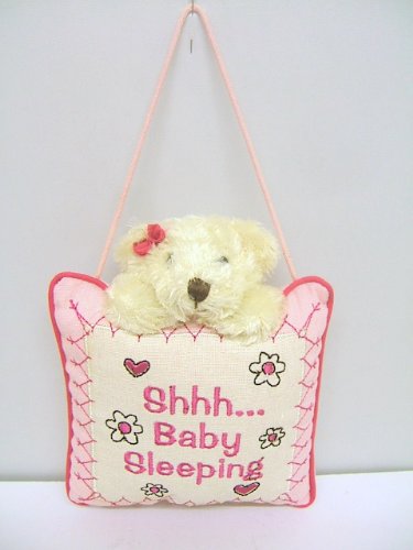 Baby Girl Sweet Dreams Pink Country Cushion Bear Nursery Hanger