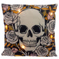 Puckator LED Skulls And Roser Cushion. Floral Skull Design for Bedroom Living Room, Home Decorative 37x37x10cm Polyester Pillow Case and Insert