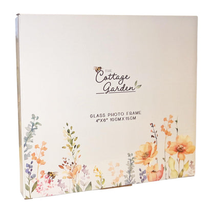 Floral Glass Photo Frame with Wording and Holds 4'x6' Photo