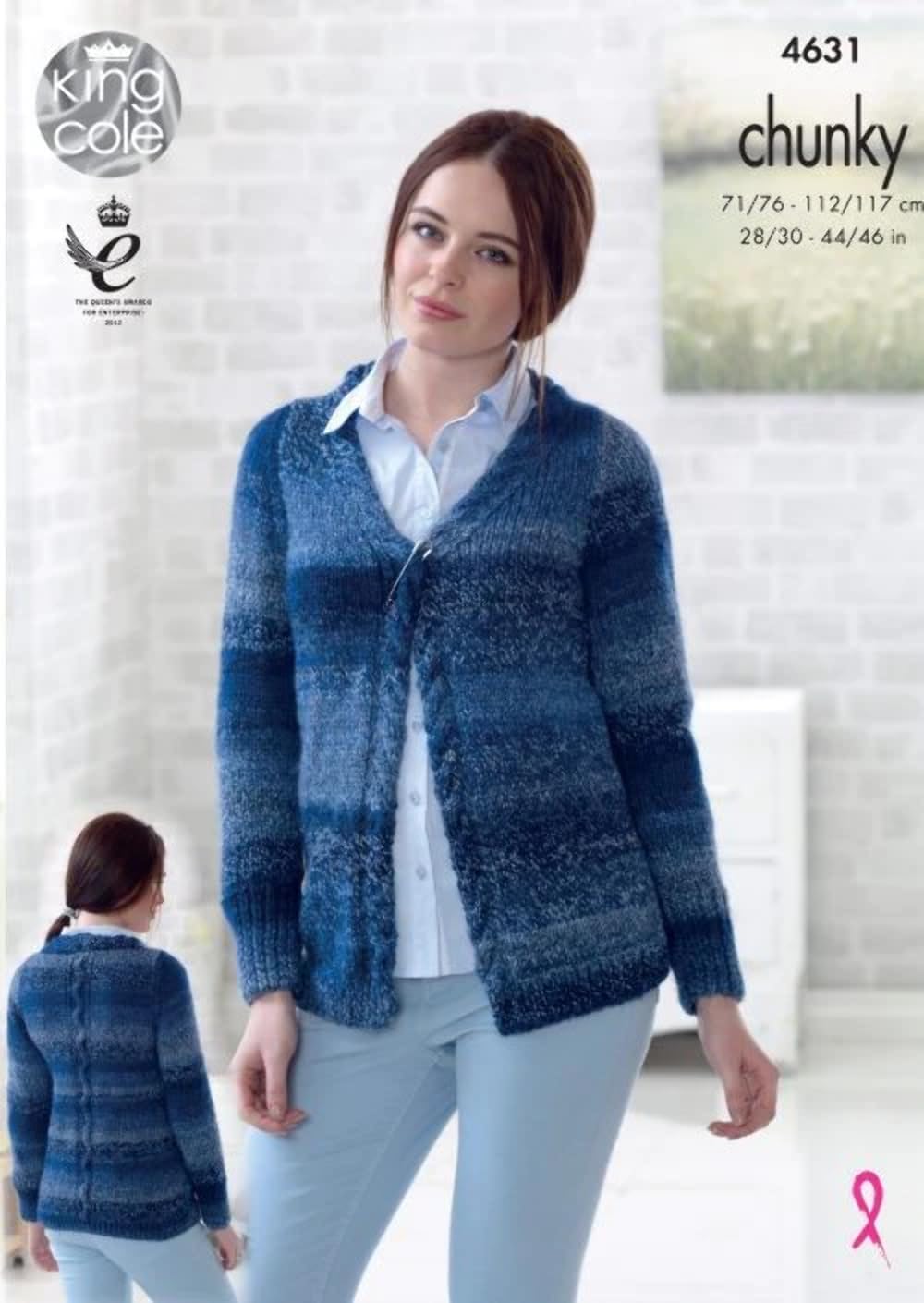 King Cole 4631 Adult Chunky Cardigan Knitting Pattern