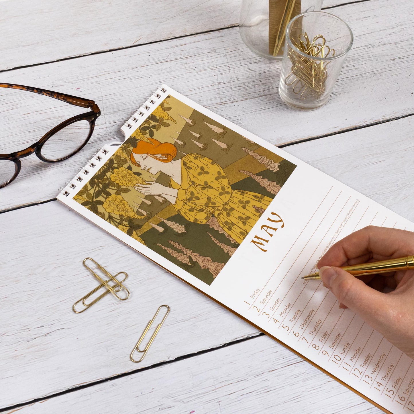 Art Nouveau Slim 2026 Wall Calendar | Monthly Planner with Elegant Art Nouveau Artwork | Classic Decorative Style | Wire Bound with Hanging Loop