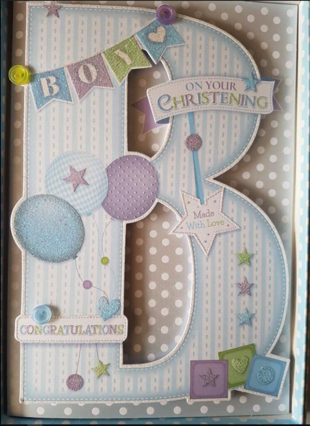 Baby Boy - Congratulations On Your Christening - Large Boxed Card