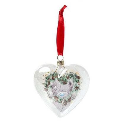 Me To You Bear Tatty Teddy Heart Glass Christmas Tree Bauble, XGT01041, Blue,grey,red