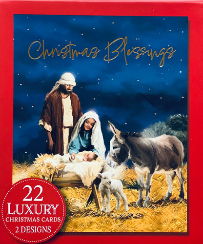 Luxury Religious Christmas Cards 22 in a Box Multipack Two Designs