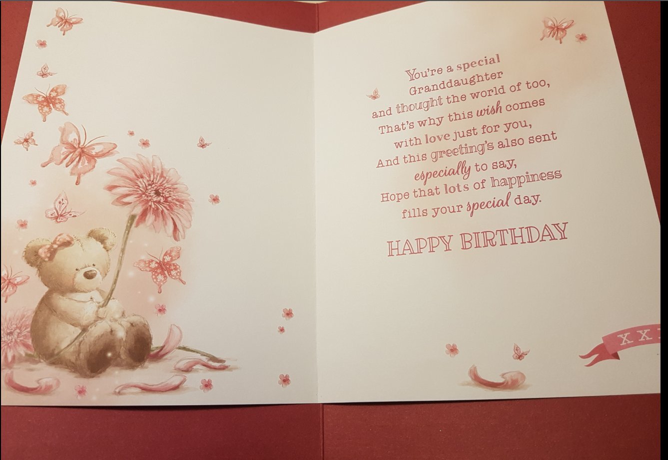 to A Special Granddaughter On Your Birthday ~ Large Boxed Card